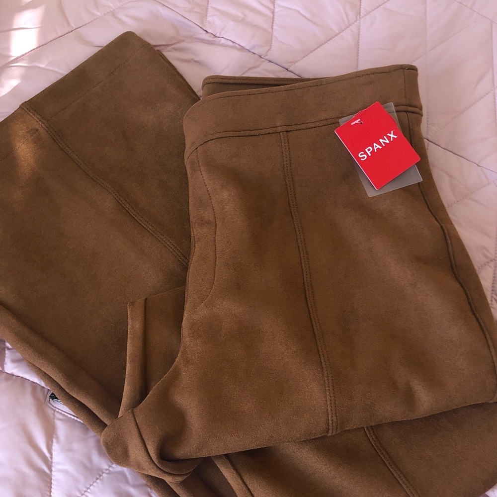 NWT SPANX Rich Caramel Faux Suede Flare Pants